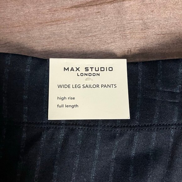 Max Studio London Women’s Size Small Black Pinstripe Wide Leg Sailor Pants NWT! - Picture 8 of 12